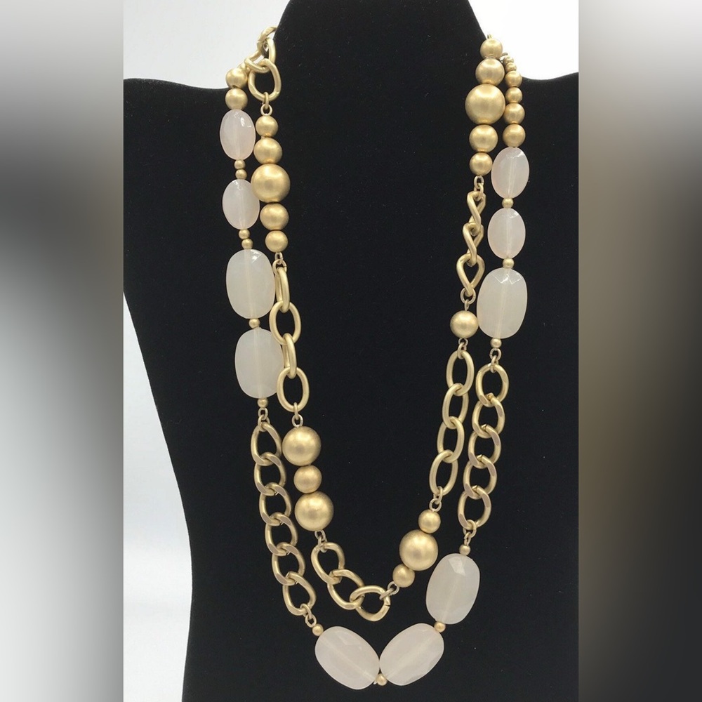 Lia Sophia Gold and Cream Multi-Strand Necklace